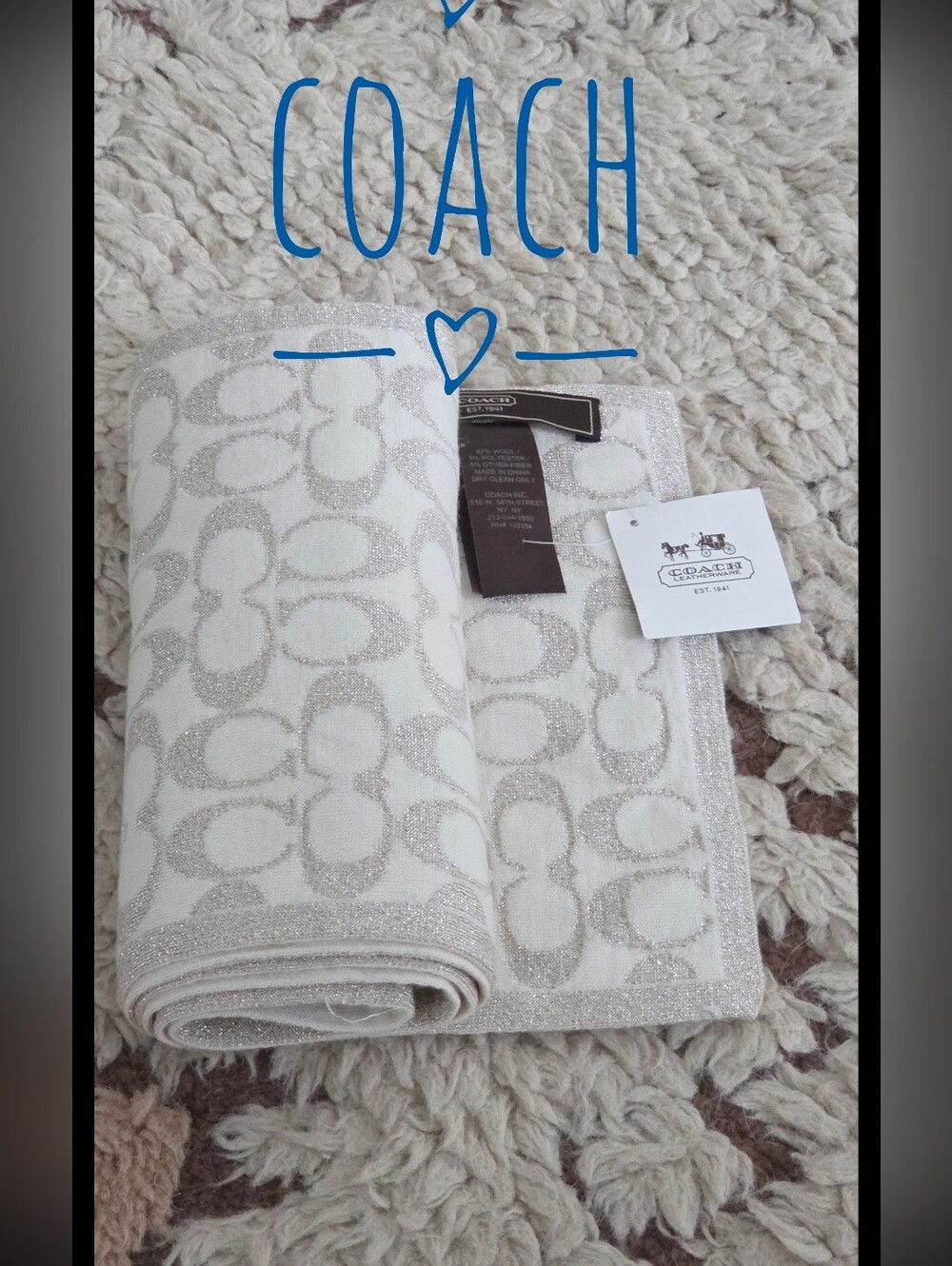Coach Signature Wool Blend Scarf NWT